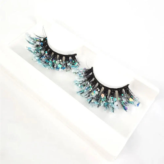 Künstliche Wimpern Queen Sequins (Eisblau)