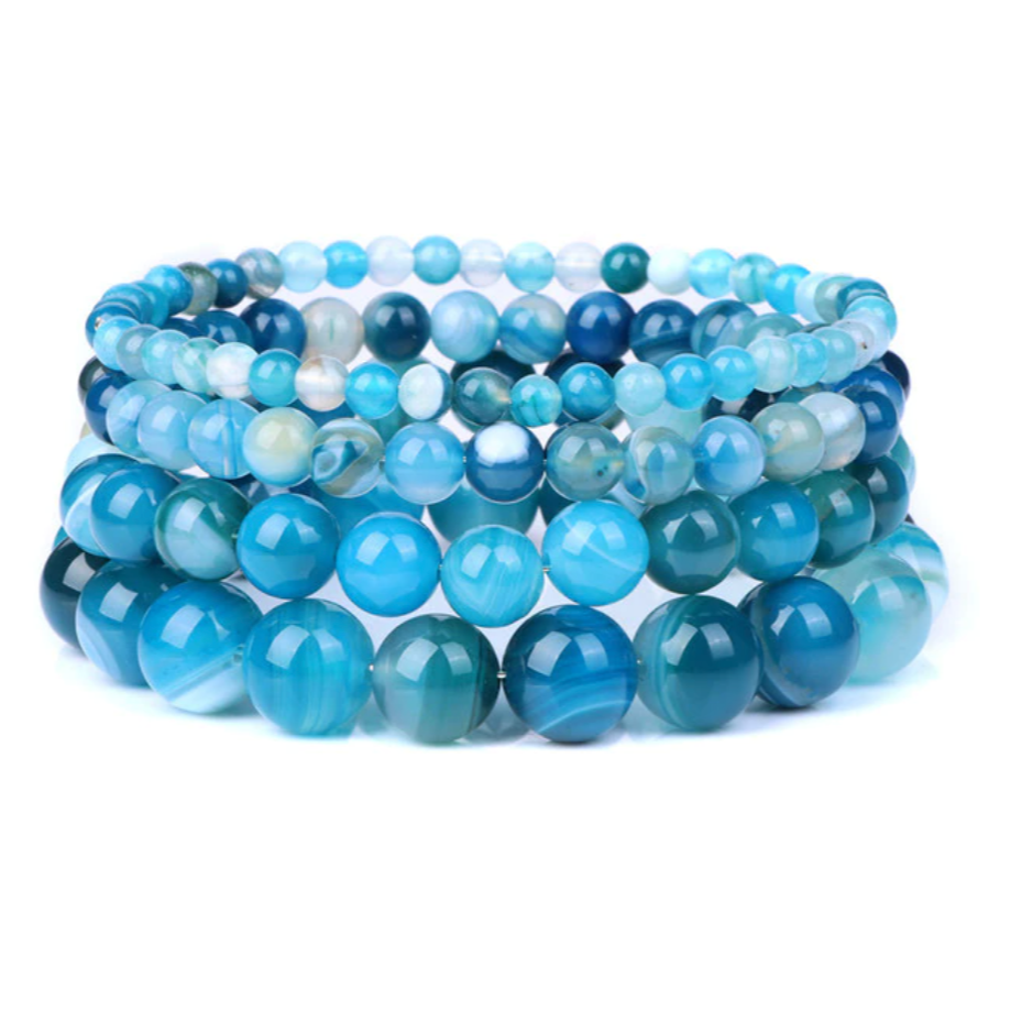Armband Queen Gestreifter Achat (Blau)