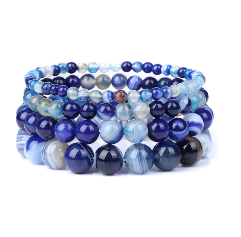 Armband Queen Gestreifter Achat (Navy blau)