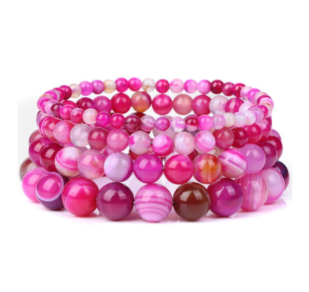 Armband Queen Gestreifter Achat (Fuchsie)