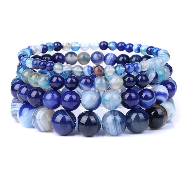 Armband Queen Gestreifter Achat (Navy blau)