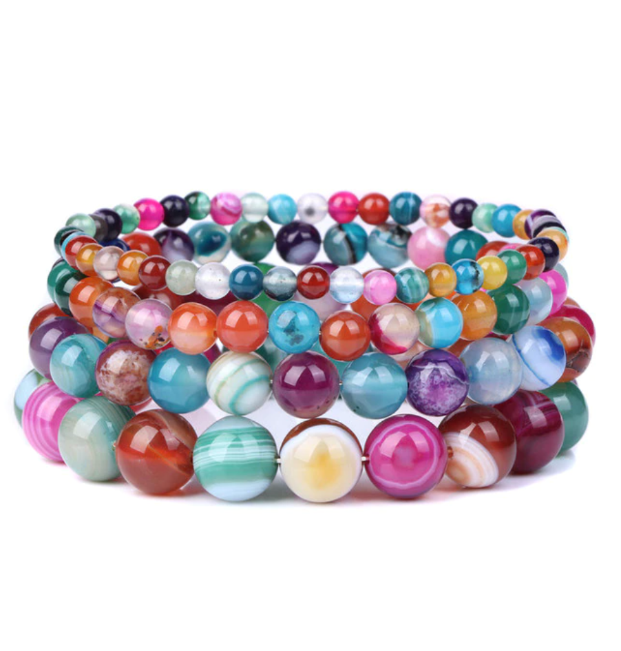 Armband Queen Gestreifter Achat (Mehrfarbig)