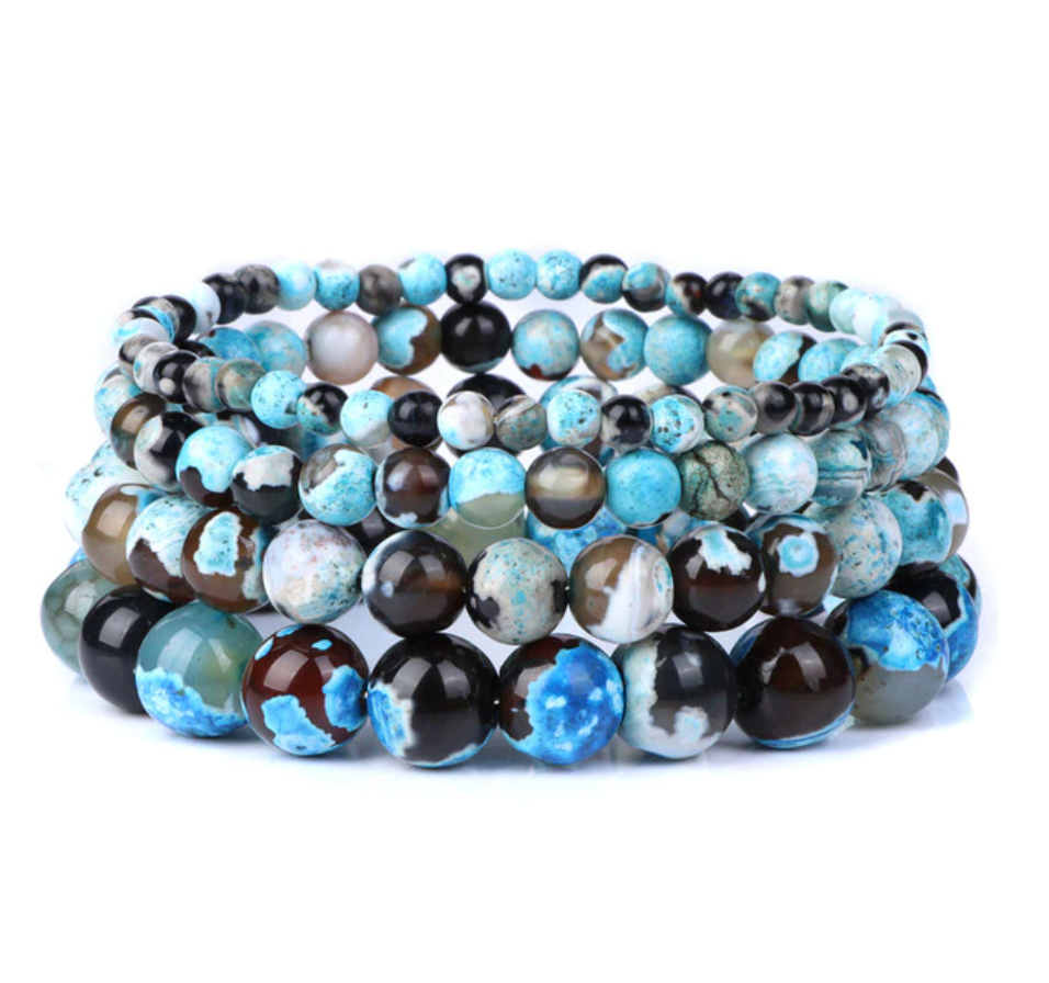 Armband Queen Feuer Achat (Hellblau)