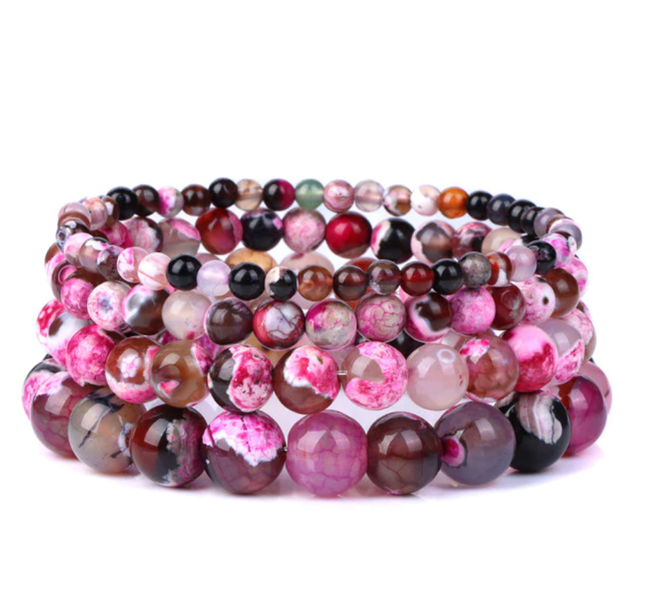 Armband Queen Feuer Achat (Fuchsie)