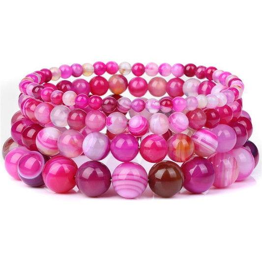 Armband Queen Gestreifter Achat (Fuchsie)