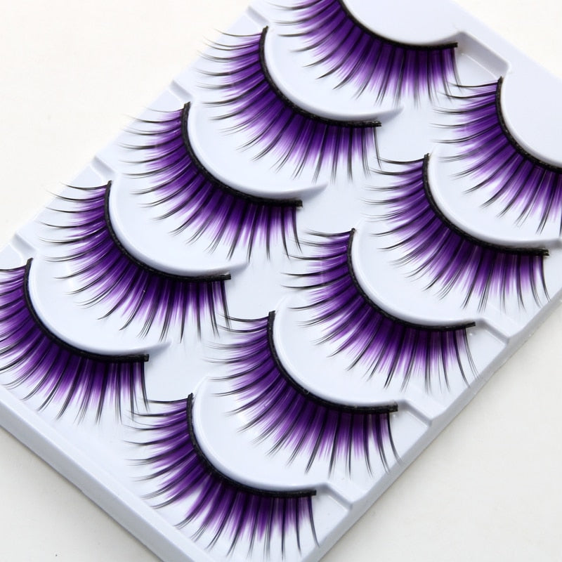 Künstliche Wimpern Drag Purple Rain (5 Paare)