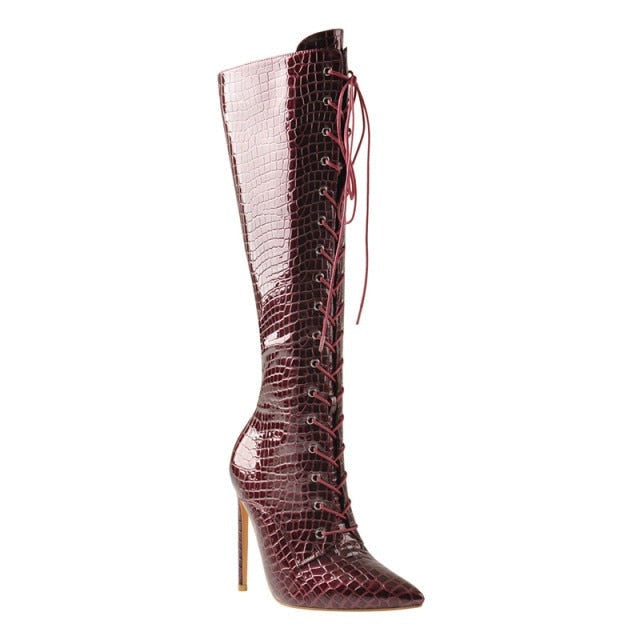 Stiefel Queen Khan (Krokodil rot)