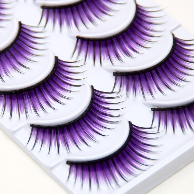 Künstliche Wimpern Drag Purple Rain (5 Paare)