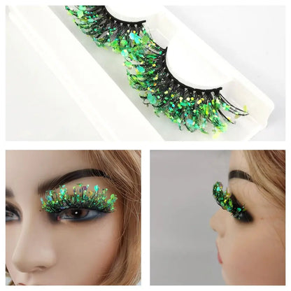 Künstliche Wimpern Queen Sequins (Grün)