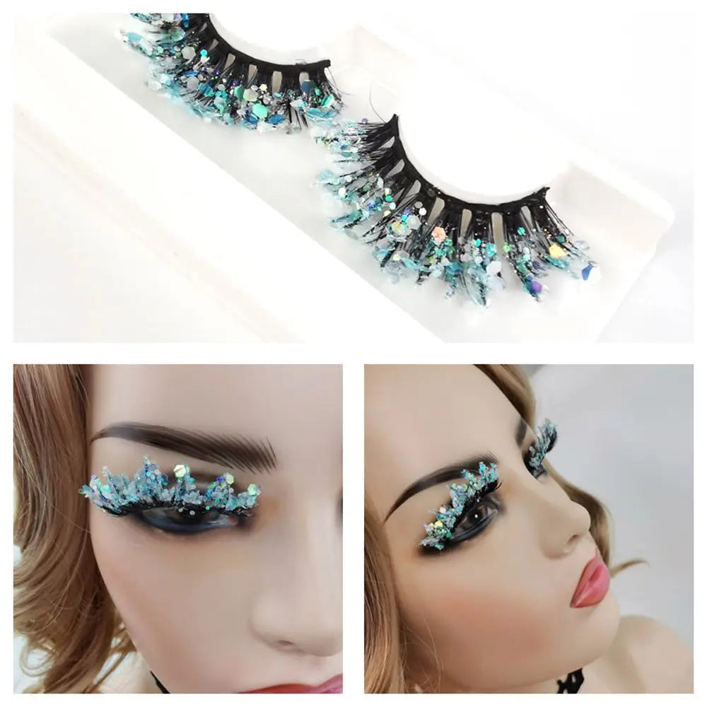 Künstliche Wimpern Queen Sequins (Eisblau)