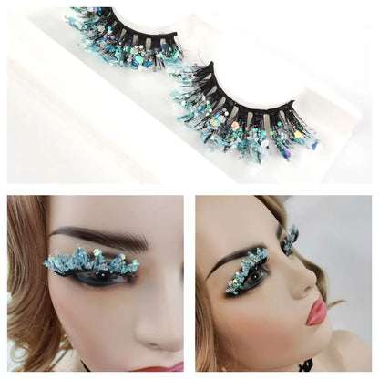 Künstliche Wimpern Queen Sequins (Eisblau)
