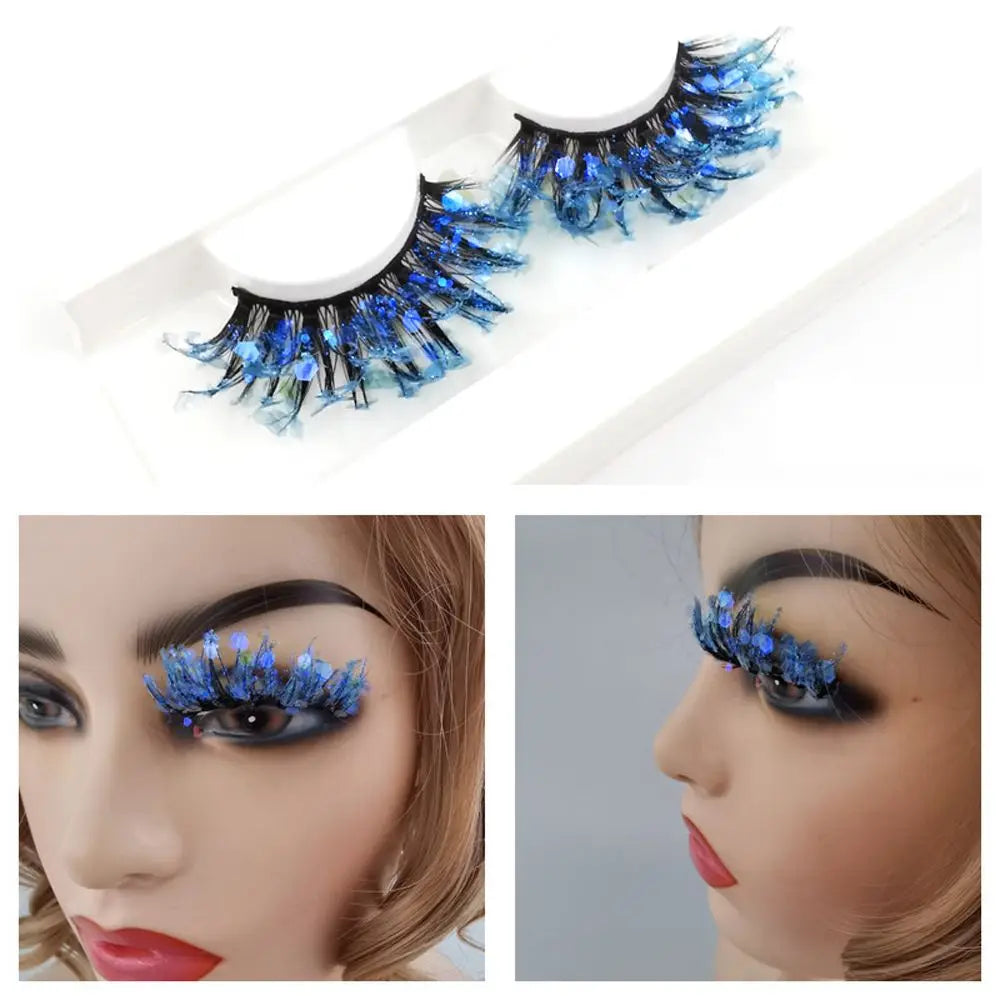 Künstliche Wimpern Queen Sequins (Blau)