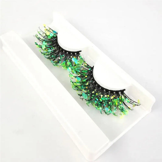 Künstliche Wimpern Queen Sequins (Grün)