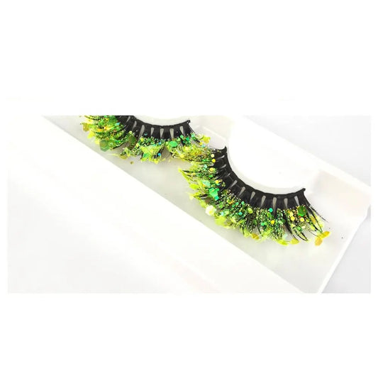 Künstliche Wimpern Queen Sequins (Zitronengrün)