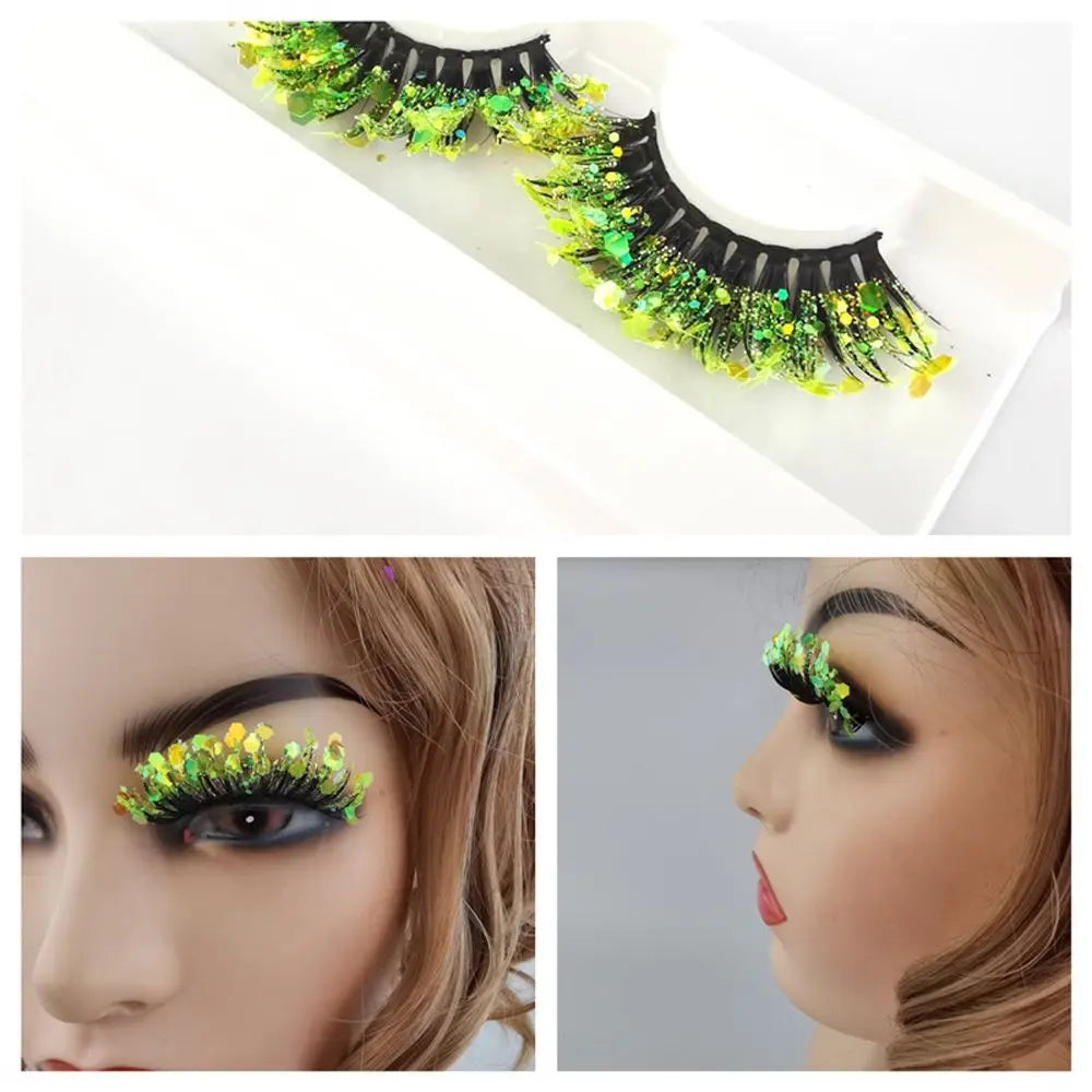 Künstliche Wimpern Queen Sequins (Zitronengrün)
