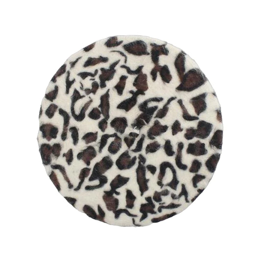 Baskenmütze Queen Leopard (Weiß)