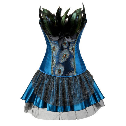 Korsettkleid Drag Peacock (Blaues Top / Blauer Rock)