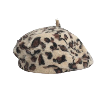 Baskenmütze Queen Leopard (Beige)