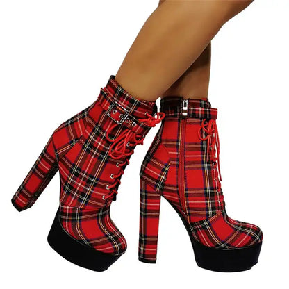 Stiefel Queen Highschool (Rot und Schwarz)