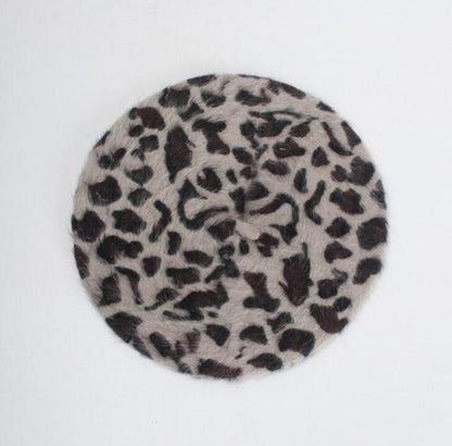Baskenmütze Queen Leopard (Dunkelgrau)